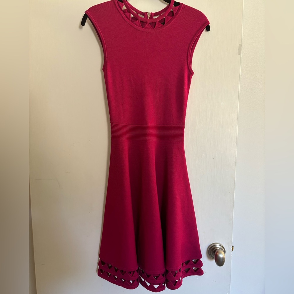 Ted Baker London Skater Dress in vivid pink Cerise color Size Ted 0 US 2